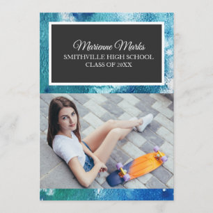 Aquamarines Schwarzes Foto Abschluss Uni Trunk Par Einladung