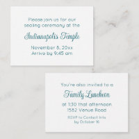 Aquamarines Script Temple Sealing & Meal Einladung