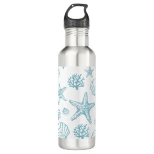Aquamarines Seashell Starfish Strandmuster Edelstahlflasche