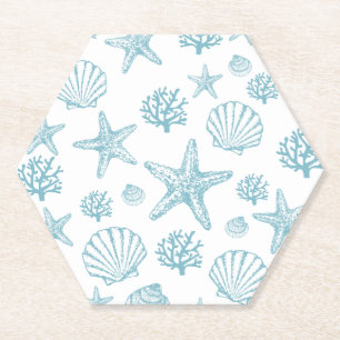 Aquamarines Seashell Starfish Strandmuster Untersetzer
