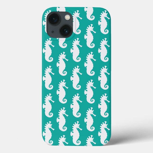 Aquamarines Seepferd Muster 1 Case-Mate iPhone Hülle (Rückseite)