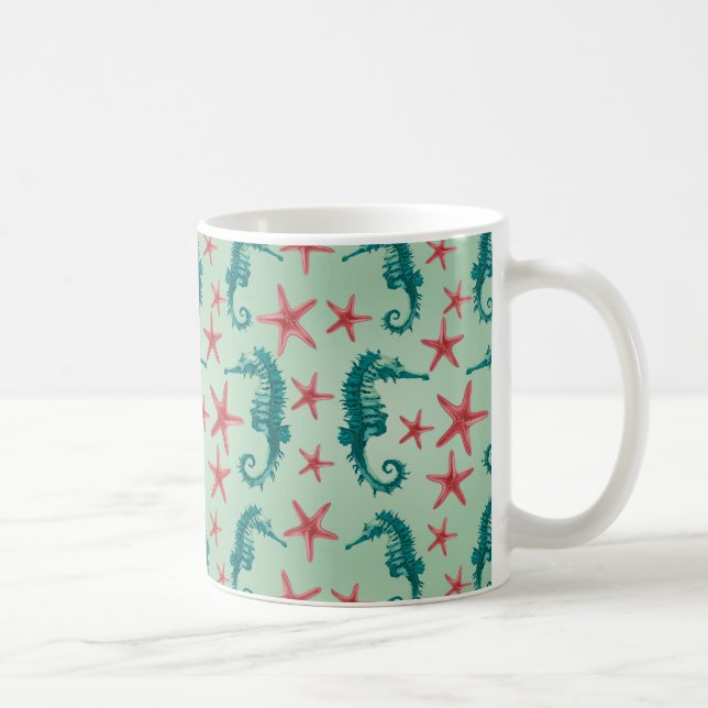 Aquamarines Seepferd Muster 2 Kaffeetasse (Rechts)