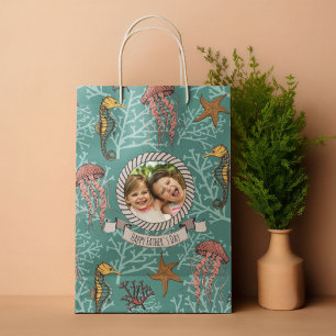 Aquamarines Seepferd serenade Custom Foto & Text Mittlere Geschenktüte