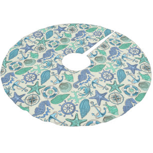 Aquamarines Seetier-Muster Polyester Weihnachtsbaumdecke