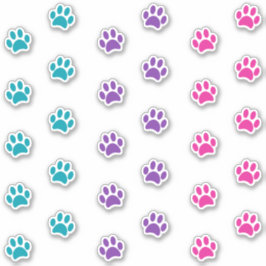 Aquamarines Set für Lila und rosa Paw-Druckspuren Aufkleber