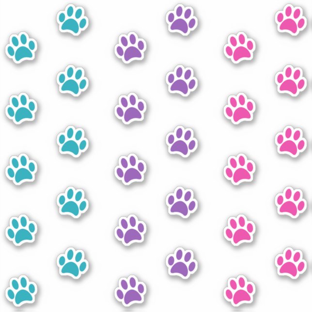 Aquamarines Set für Lila und rosa Paw-Druckspuren Aufkleber (Vorderseite)