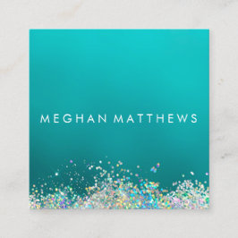 Aquamarines Silber Hübsche Glitzern Makeup Artist Quadratische Visitenkarte