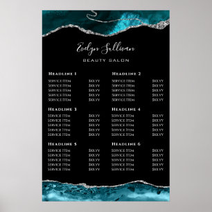 Aquamarines Silver Agate Price List Poster
