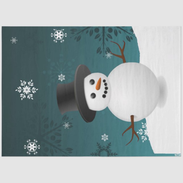Aquamarines Snowman Winter Scene Weihnachtszettel Seidenpapier (Vorderseite)