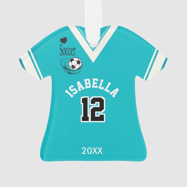 Aquamarines Soccer-Shirt Ornament (Rückseite)
