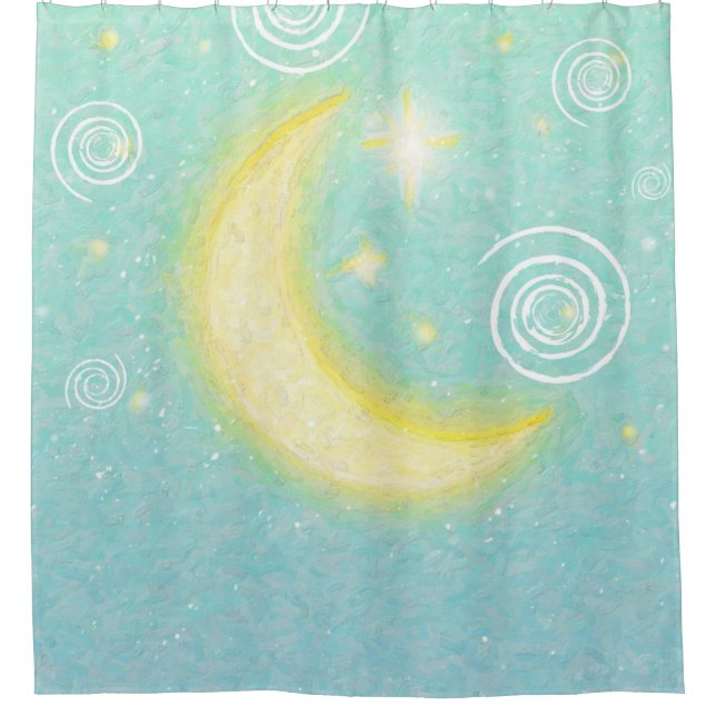 Aquamarines Sternry Moonlight Celestial Storybook Duschvorhang (Vorderseite)