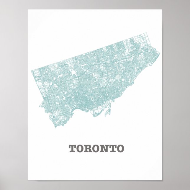 Aquamarines Straßennetz Karte von Toronto Poster (Vorne)