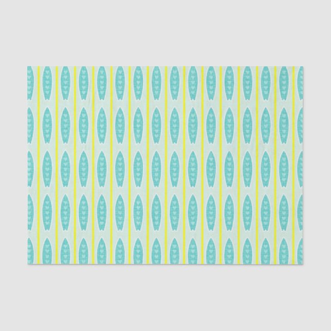 Aquamarines Surfbrett-Muster Seidenpapier (Vorderseite)