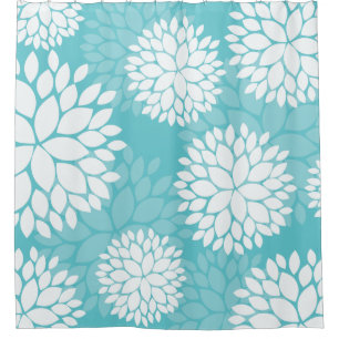 Aquamarines tadelloses Blumenmuster Duschvorhang