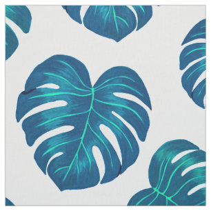 Aquamarines tropisches Monstera-Blätter-Muster Stoff