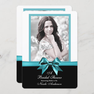 Aquamarines Türkisfarben Bow Foto Brautparty Einladung