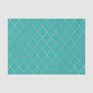 Aquamarines u. GoldQuatrefoil Muster-Party Seidenpapier
