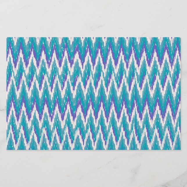 Aquamarines und Amethyst iKat ZigZag-Muster Briefpapier (Vorderseite)