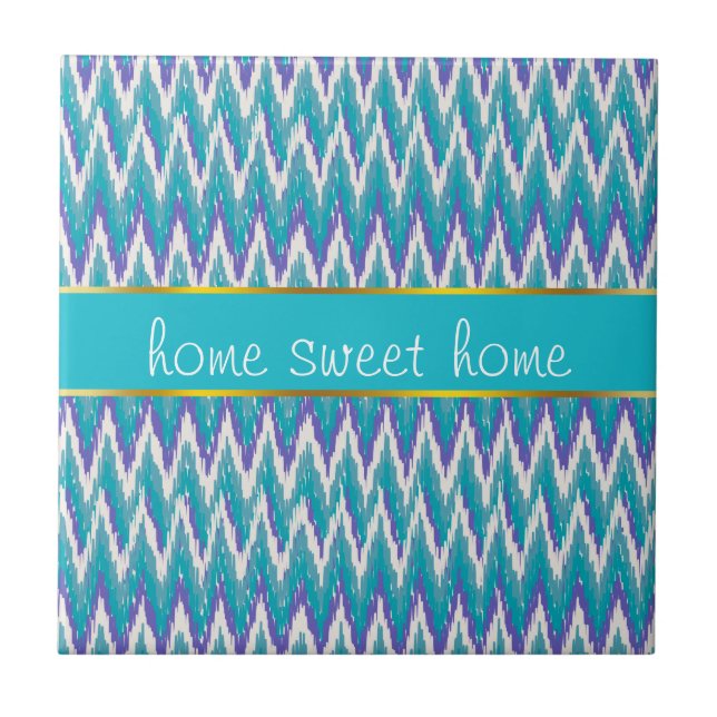 Aquamarines und Amethyst iKat ZigZag-Muster Fliese (Vorderseite)