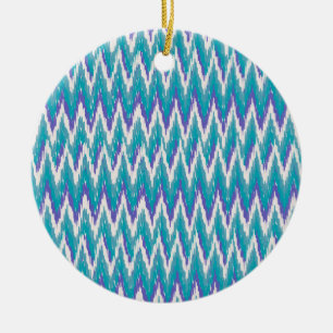 Aquamarines und Amethyst iKat ZigZag-Muster Keramik Ornament
