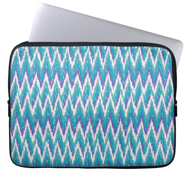 Aquamarines und Amethyst iKat ZigZag-Muster Laptopschutzhülle (Vorderseite)