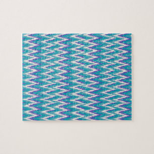 Aquamarines und Amethyst iKat ZigZag-Muster Puzzle