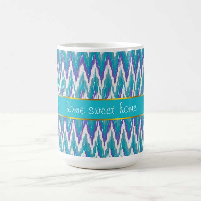 Aquamarines und Amethyst iKat ZigZag-Muster Tasse (Mittel)