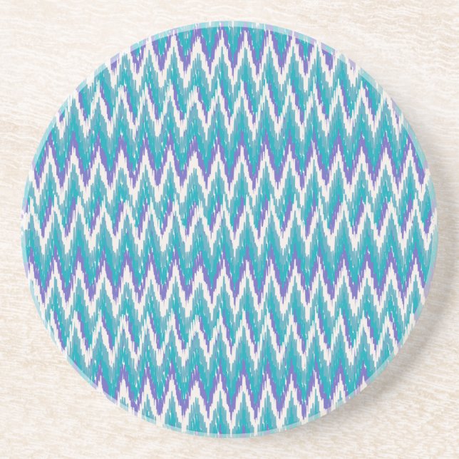 Aquamarines und Amethyst iKat ZigZag-Muster Untersetzer (Vorne)
