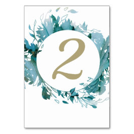 Aquamarines und goldenes Agate Watercolor Tischnummer