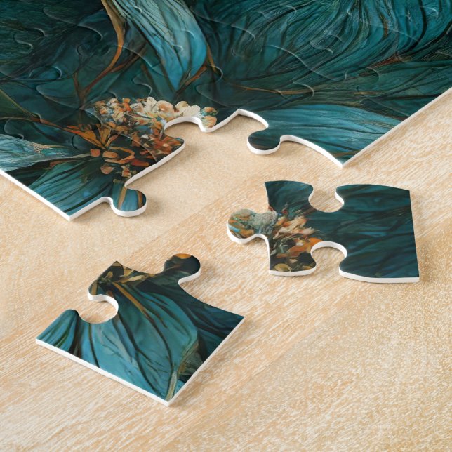 Aquamarines und goldenes Blumenmuster Puzzle (Seite)