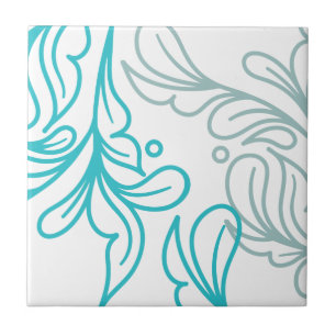 Aquamarines und graues Boho Leaf-Design Fliese
