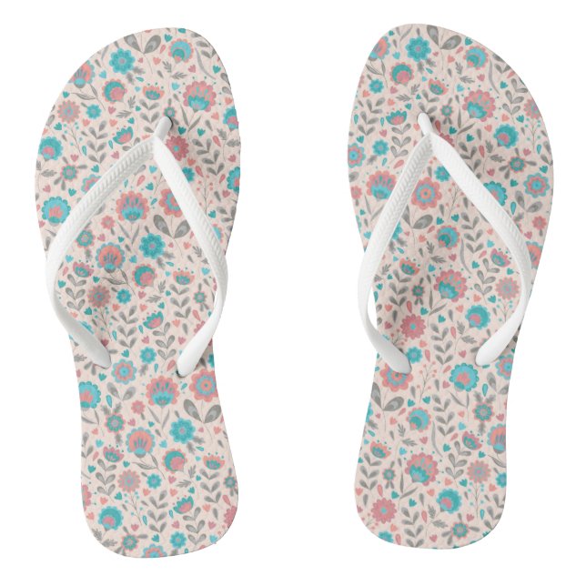 Aquamarines und korkfarbenes Muster Flip Flops (Fußbett)