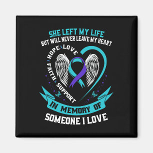 Aquamarines und Lila Selbstmordbewusstsein Shirt J Magnet