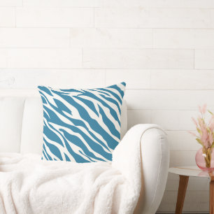 Aquamarines und Off White Zebra Design Kissen