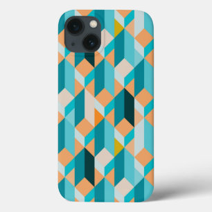 Aquamarines und orange Form-Muster Case-Mate iPhone Hülle