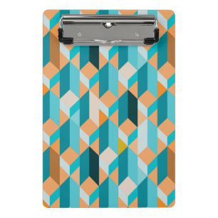 Aquamarines und orange Form-Muster Mini Klemmbrett