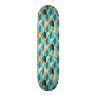 Aquamarines und orange Form-Muster Skateboard