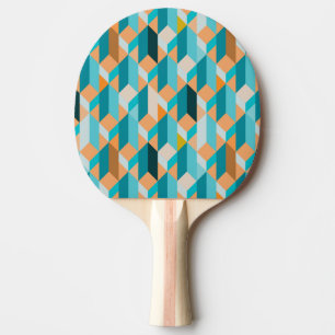 Aquamarines und orange Form-Muster Tischtennis Schläger