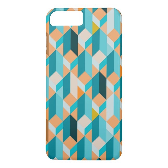 Aquamarines und orangefarbenes Muster Case-Mate iPhone Hülle (Rückseite)