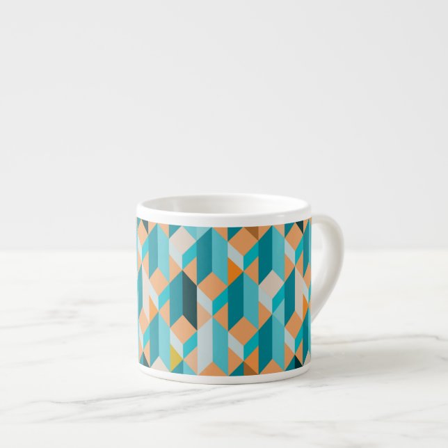 Aquamarines und orangefarbenes Muster Espressotasse (Vorderseite Rechts)