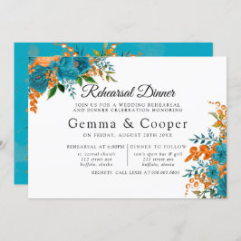 Aquamarines und orangefarbenes Probe Dinner Einladung