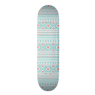Aquamarines und rosa aztekisches Stammes- Muster Skateboard