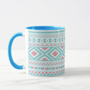 Aquamarines und rosa aztekisches Stammes- Muster Tasse