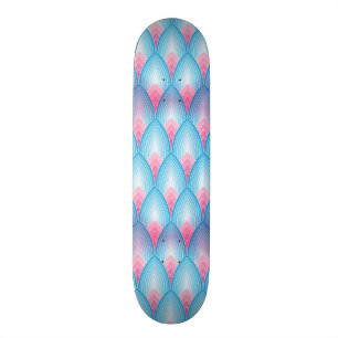 Aquamarines und rosa Blumenblatt-Muster Skateboard