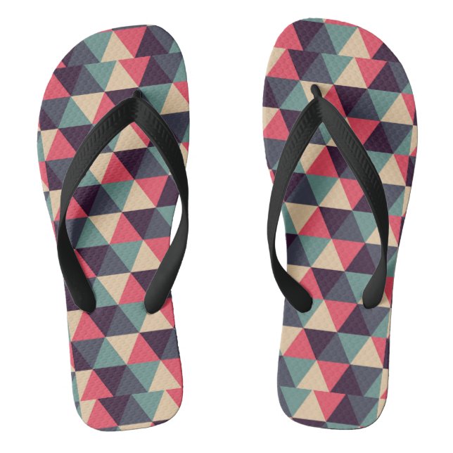 Aquamarines und rosa Dreieck-Muster Flip Flops (Fußbett)