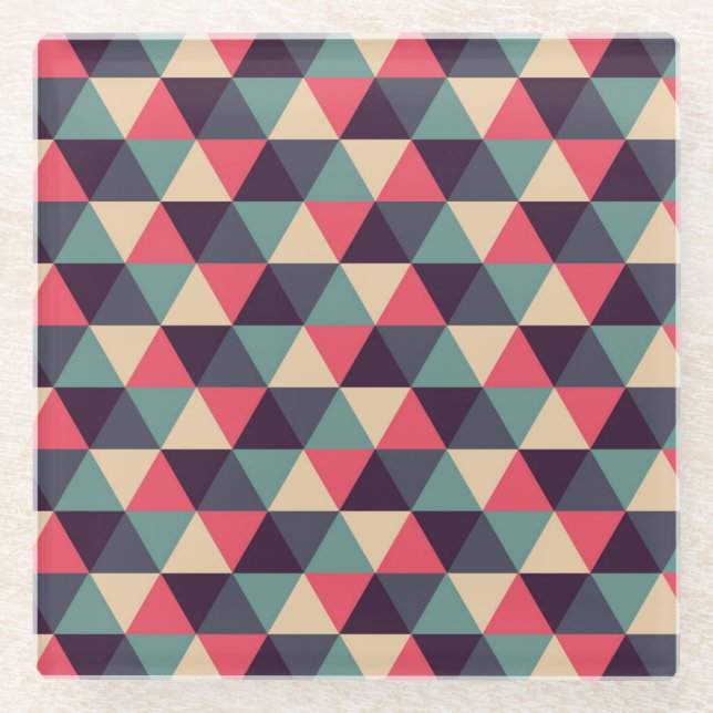 Aquamarines und rosa Dreieck-Muster Glasuntersetzer (Vorderseite)