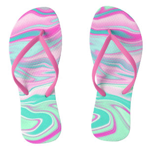 Aquamarines und rosa Marmormuster Flip Flops