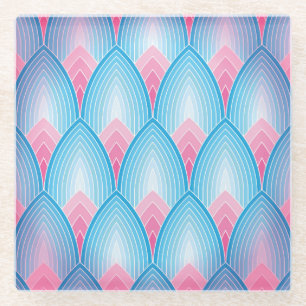 Aquamarines und rosa Petrolmuster Glasuntersetzer