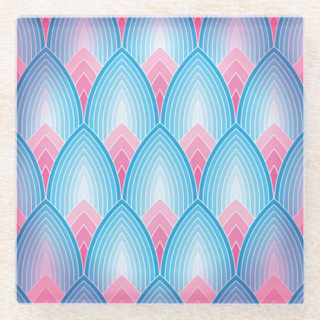 Aquamarines und rosa Petrolmuster Glasuntersetzer (Vorderseite)