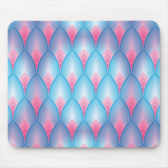 Aquamarines und rosa Petrolmuster Mousepad (Vorne)